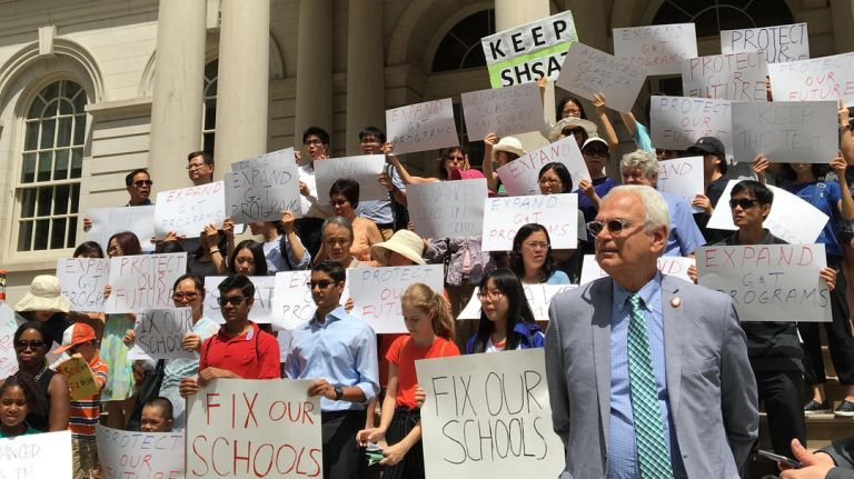 Specialized High School Admissions Test would be preserved in new bill 1 A new bill that would expand gifted and talented programs as well as preserve the Specialized High School Admissions Test is touted on the steps of City Hall Tuesday.