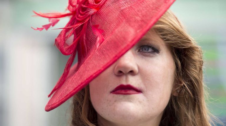 A horse racing fan at Belmont Park in Elmont, where crowds flocked to attend the 147th running of the Belmont Stakes on Saturday, June 6, 2015.