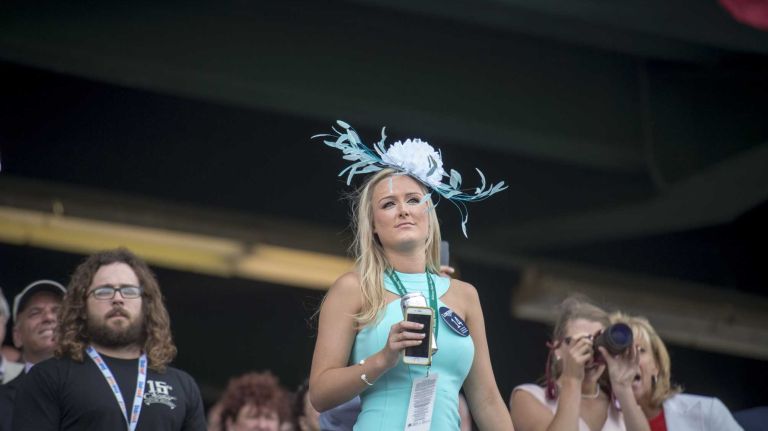 Horse racing fans at Belmont Park in Elmont for the 147th running of the Belmont Stakes on Saturday, June 6, 2015. 