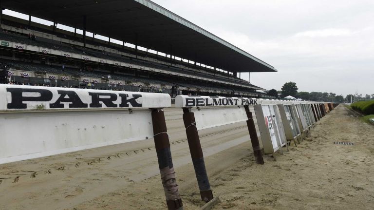 A view of the track and grandstand at Belmont Park before the 147th running of the Belmont Stakes on Saturday, June 6, 2015 at Belmont Park in Elmont.