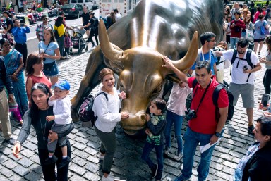 CORRECTION NYC Wall Street Charging Bull Vandalized