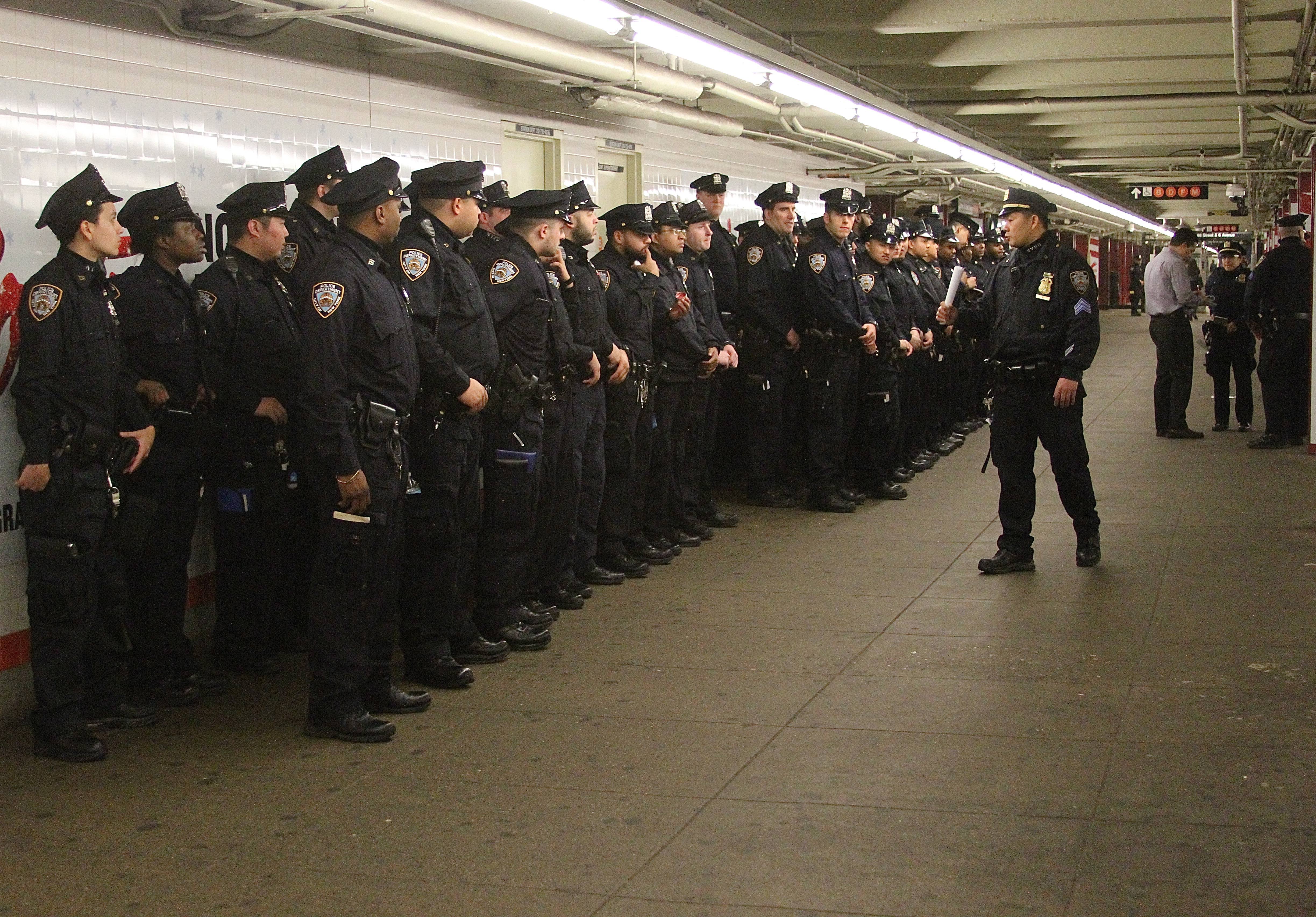 Scores of NYPD Officers at Rockefeller Center Station in NYC