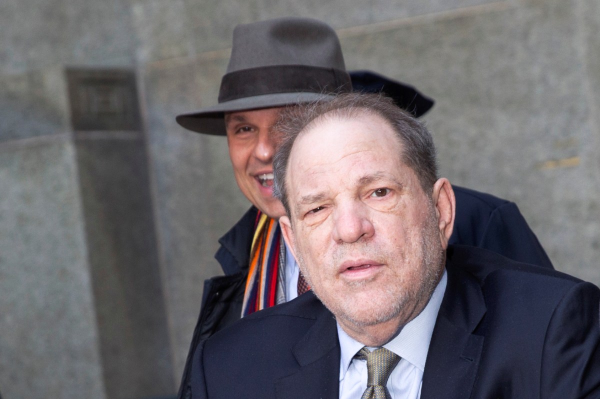 Film producer Harvey Weinstein and his legal team leave the New York Criminal Court after a hearing for Weinstein’s sexual assault trial in the Manhattan borough of New York City