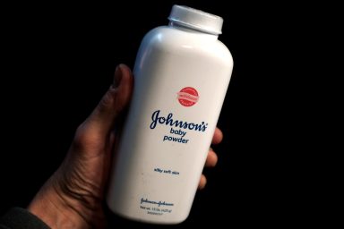 FILE PHOTO:  A bottle of Johnson’s Baby Powder is seen in a photo illustration taken in New York