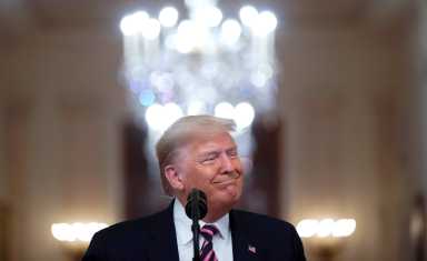 U.S. President Trump delivers a statement on acquittal in Senate impeachment trial at White House in Washington