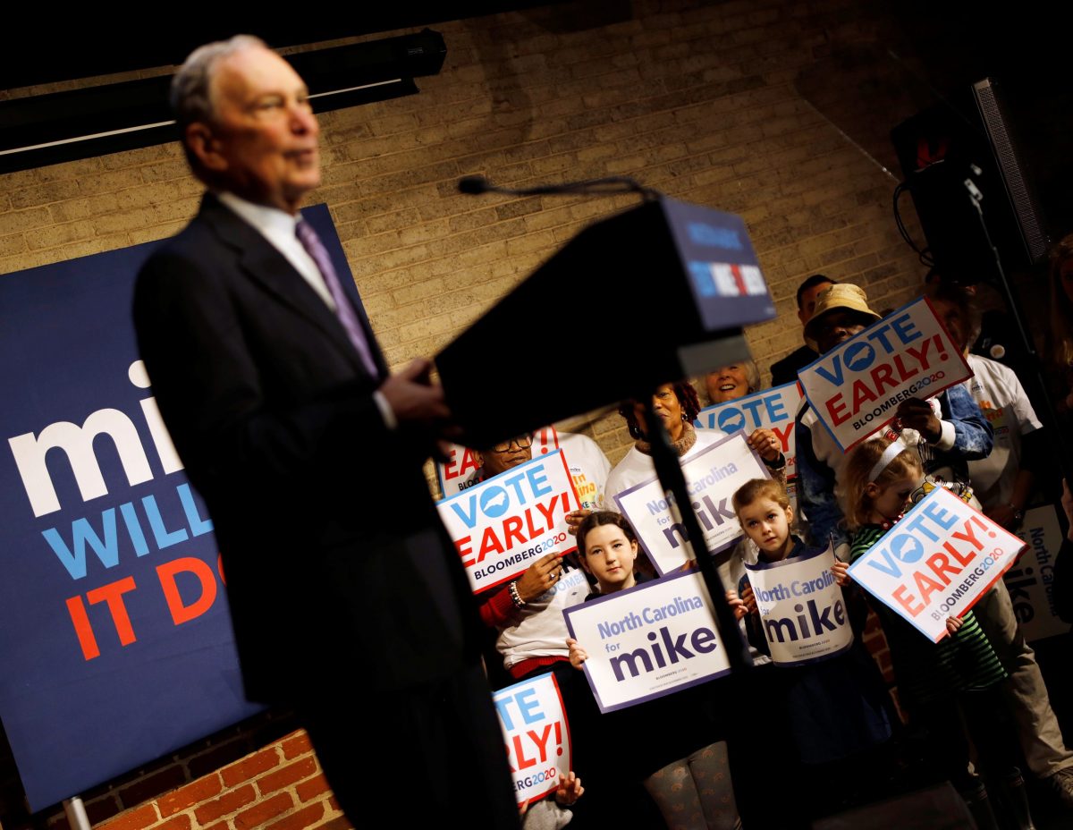 Democratic presidential candidate Bloomberg at campaign event in Winston-Salem, North Carolina