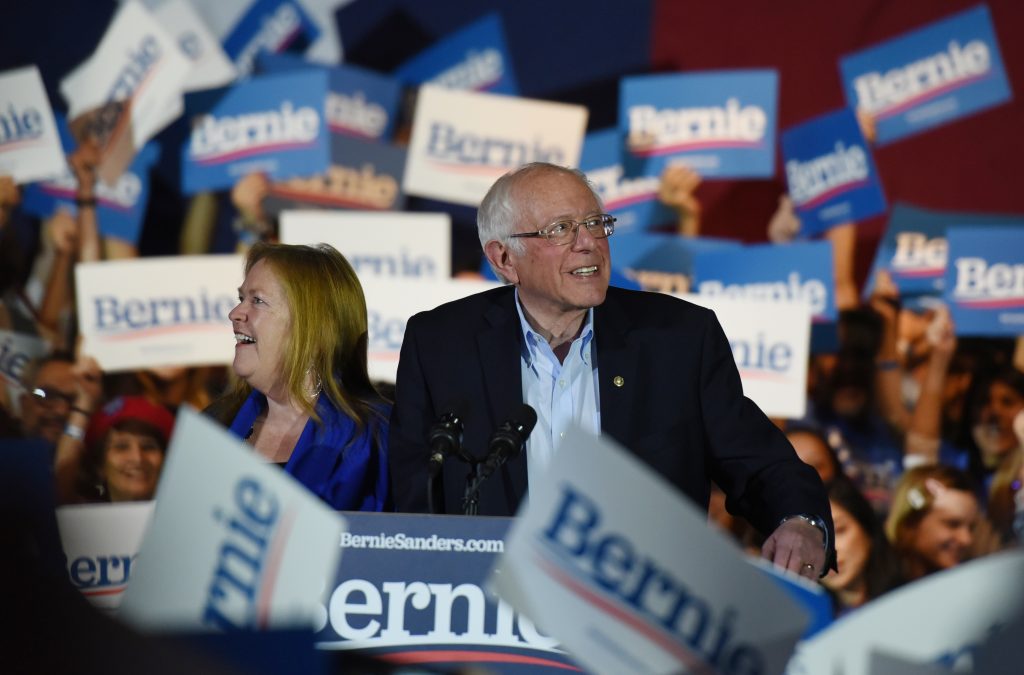 U.S. Democratic presidential candidate Senator Bernie Sanders addresses supporters after being declared the winner of the Nevada Caucus as he holds a campaign rally in San Antonio, Texas, U.S.