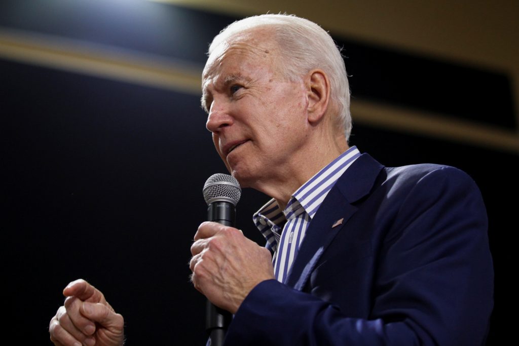 Democratic U.S. presidential candidate and former U.S. Vice President Joe Biden speaks during a campaign event at Wofford College in Spartanburg