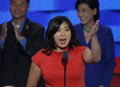 Representative Grace Meng speaks during the third day of the Democratic National Convention in Philadelphia