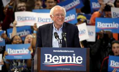 Democratic U.S. presidential candidate Senator Bernie Sanders speaks at his South Carolina primary night rally in Virginia Beach, Virginia, U.S.