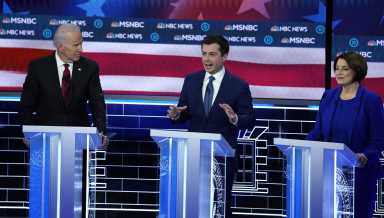 FILE PHOTO:  South Bend Mayor Pete Buttigieg speaks at the ninth Democratic 2020 U.S. Presidential candidates debate at the Paris Theater in Las Vegas Nevada, U.S