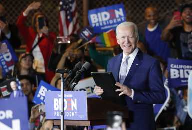 Democratic U.S. presidential candidate and former Vice President Joe Biden’s Super Tuesday night rally in Los Angeles
