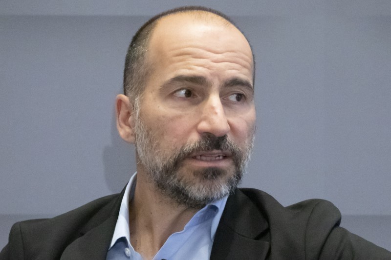 Uber CEO Dara Khosrowshahi speaks during a meeting with the Economic Club of New York in New York City