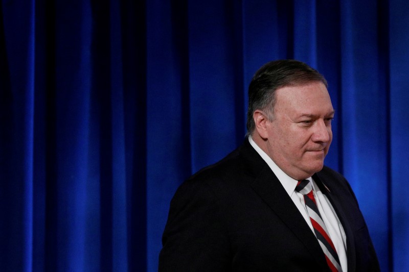FILE PHOTO: U.S. Secretary of State Mike Pompeo attends a news conference at the State Department in Washington