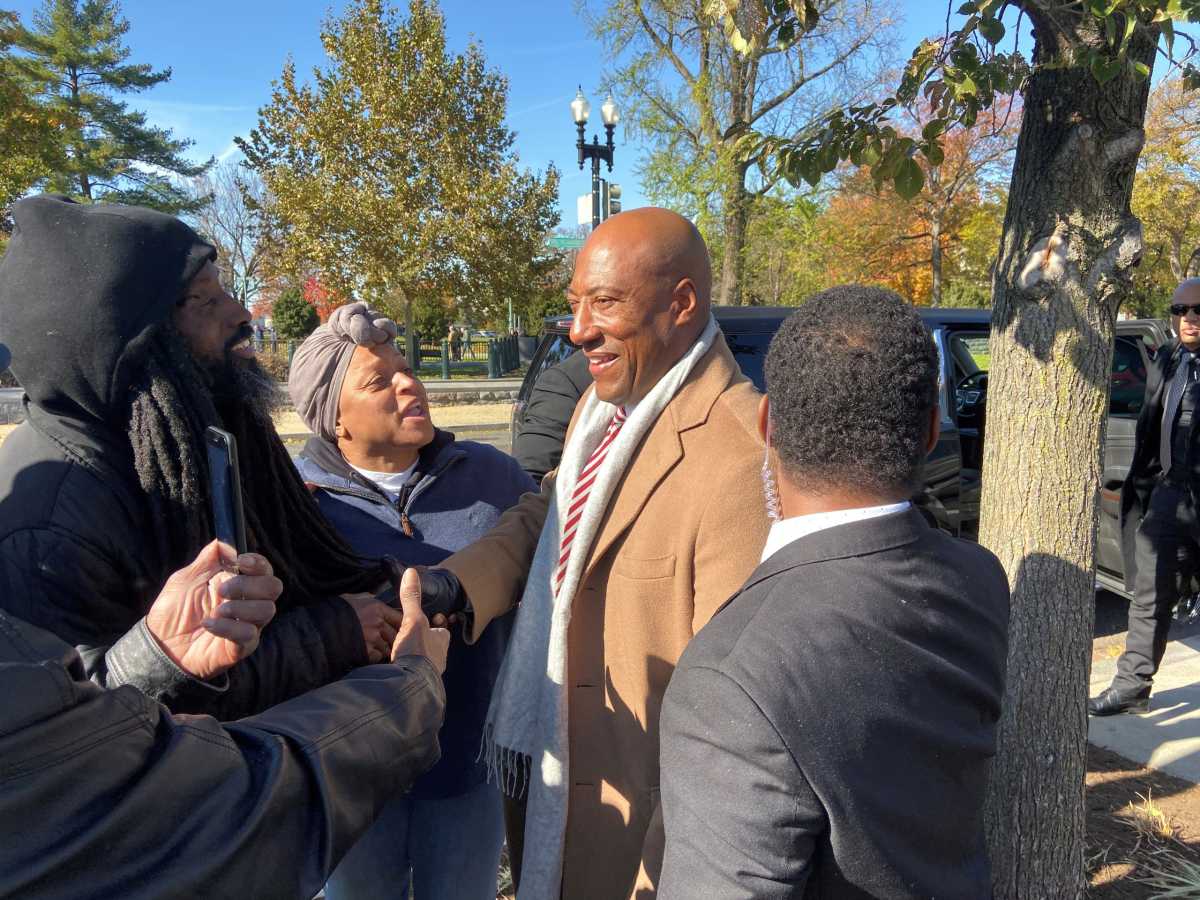 FILE PHOTO: Comedian and producer Byron Allen leaves the Supreme Court in Washington