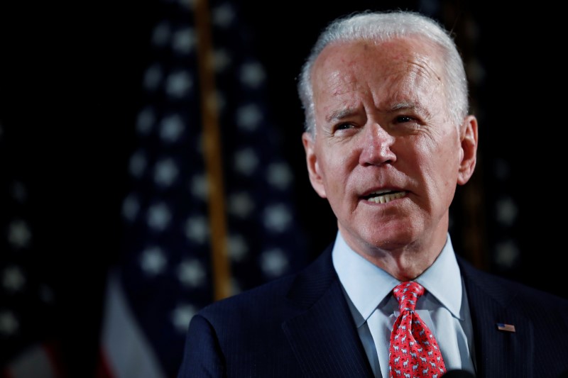 Democratic U.S. presidential candidate and former Vice President Joe Biden speaks about the COVID-19 coronavirus pandemic at an event in Wilmington