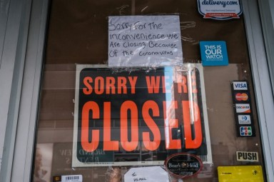 FILE PHOTO: A deli is seen closed, due to the outbreak of the coronavirus disease (COVID-19) in the Brooklyn borough of New York