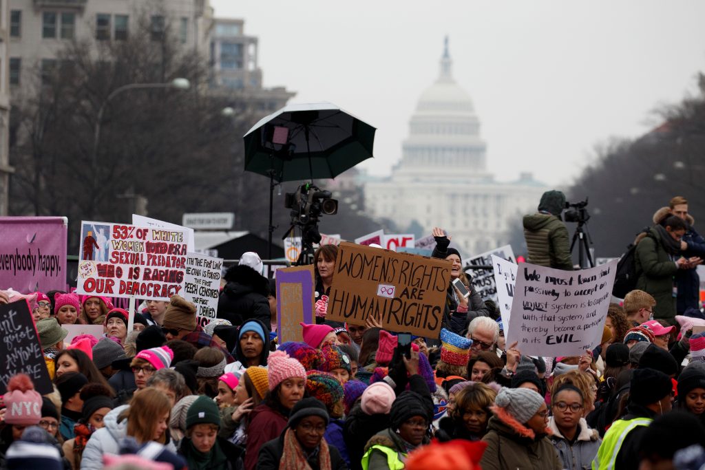 Thousands of people participate in the Third Annual Women’s March at Freedom Plaza in Washington