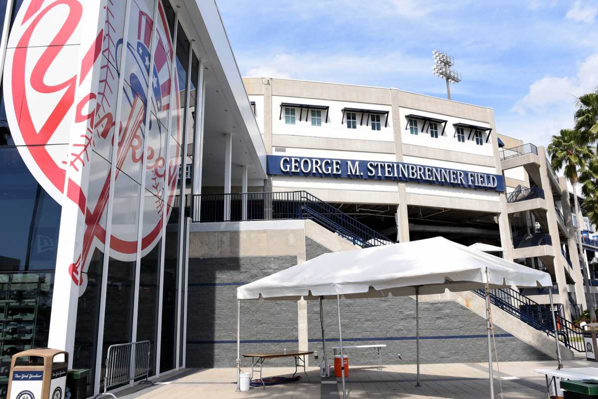 The exterior of George M. Steinbrenner Field is seen following the cancellation of a spring training game between the Detroit Tigers at New York Yankees due to the Covid 19 coronavirus outbreak. (Jonathan Dyer-USA TODAY Sports)