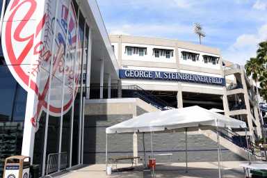 The exterior of George M. Steinbrenner Field is seen following the cancellation of a spring training game between the Detroit Tigers at New York Yankees due to the Covid 19 coronavirus outbreak. (Jonathan Dyer-USA TODAY Sports)