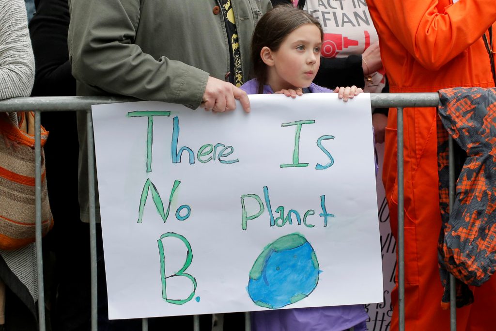 Protesters line Central Park West during the Earth Day ‘March For Science NYC’ demonstration to coincide with similar marches globally in Manhattan, New York, U.S.