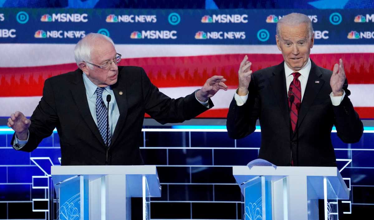 FILE PHOTO: Senator Bernie Sanders speaks during the ninth Democratic 2020 U.S. presidential debate at the Paris Theater in Las Vegas, Nevada, U.S.,