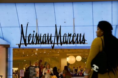 Shoppers enter and exit the Neiman Marcus at the King of Prussia Mall, United States’ largest retail shopping space, in King of Prussia
