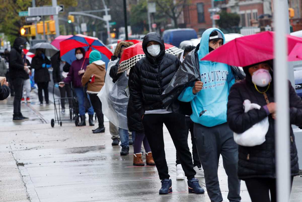 Food distribution for needy residents in Brooklyn during outbreak of coronavirus disease (COVID-19) in New York