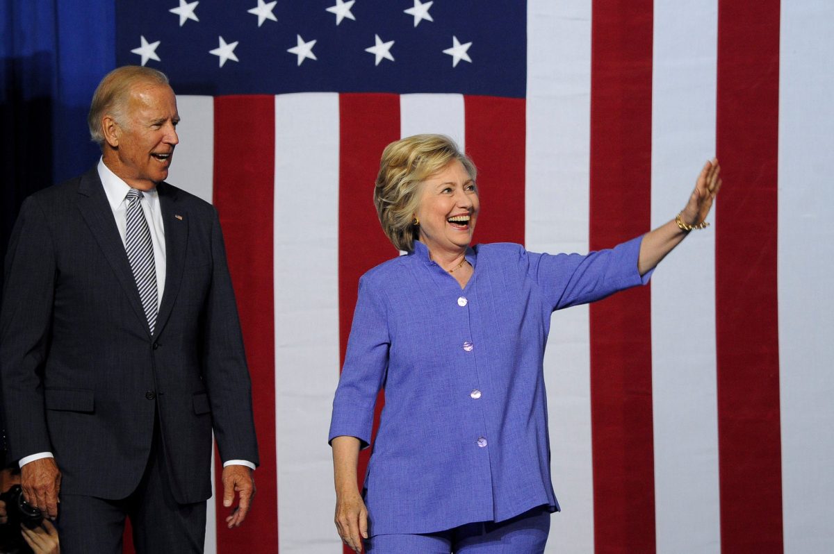 Democratic presidential candidate Hillary Clinton and Vice-President Joe Biden campaign together during an event in Scranton, Pennsylvania