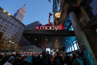 FILE PHOTO: People wait to enter Macy’s Herald Square ahead of early opening for the Black Friday sales in Manhattan, New York City