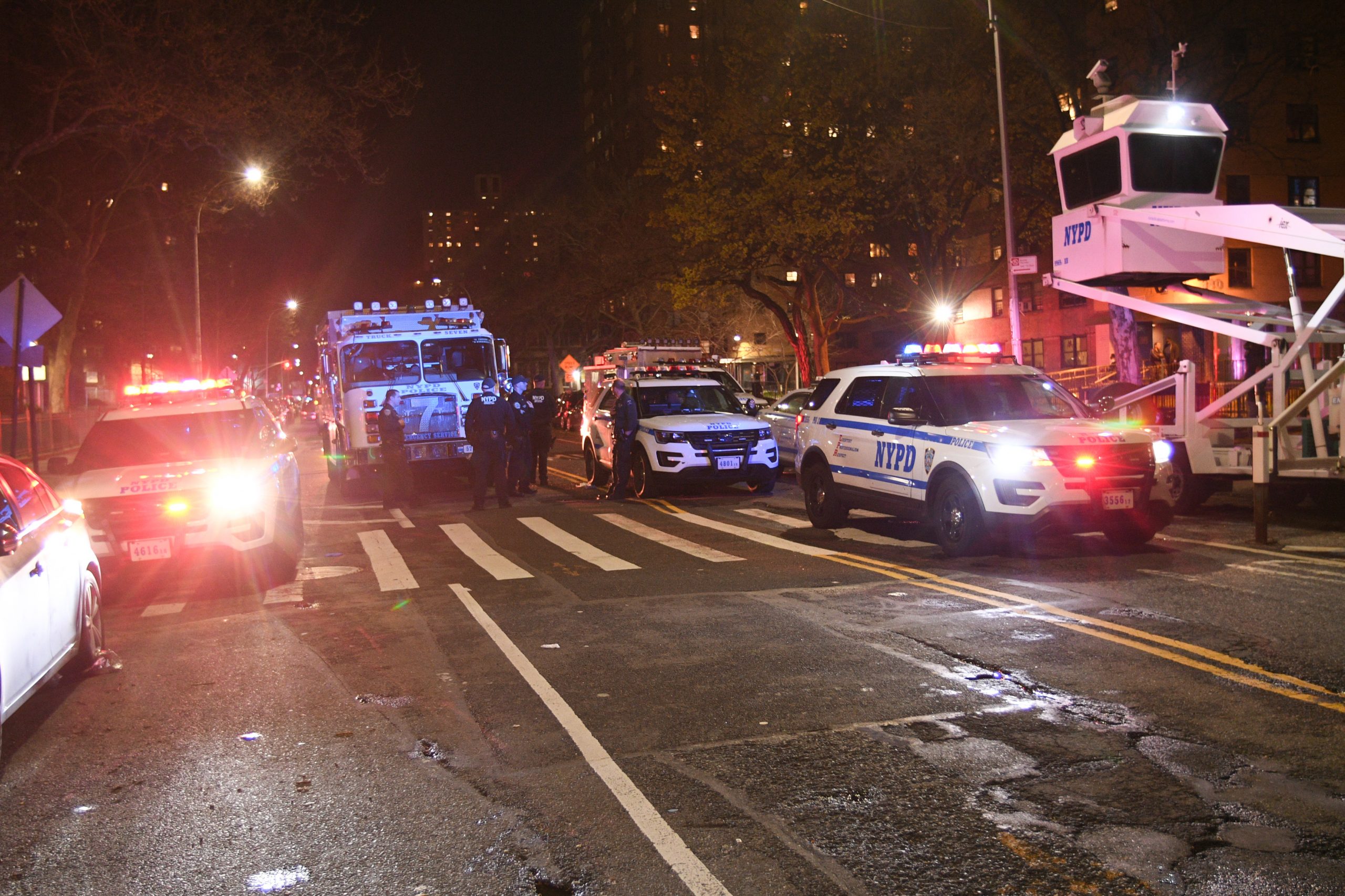 Cops investigate a fatal shooting at 330 Dumont Avenue at the Tilden Houses in Brownsville