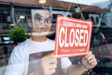 the owner of a small business shop came to closed the shop.