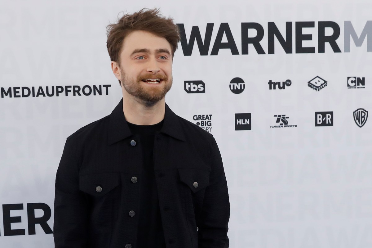 Actor Daniel Radcliffe poses as he arrives at the WarnerMedia Upfront event in New York