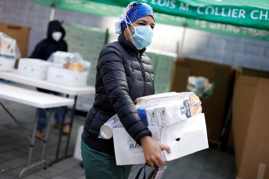 Food rescue operation for needy residents run by City Harvest in the Bronx borough of New York City