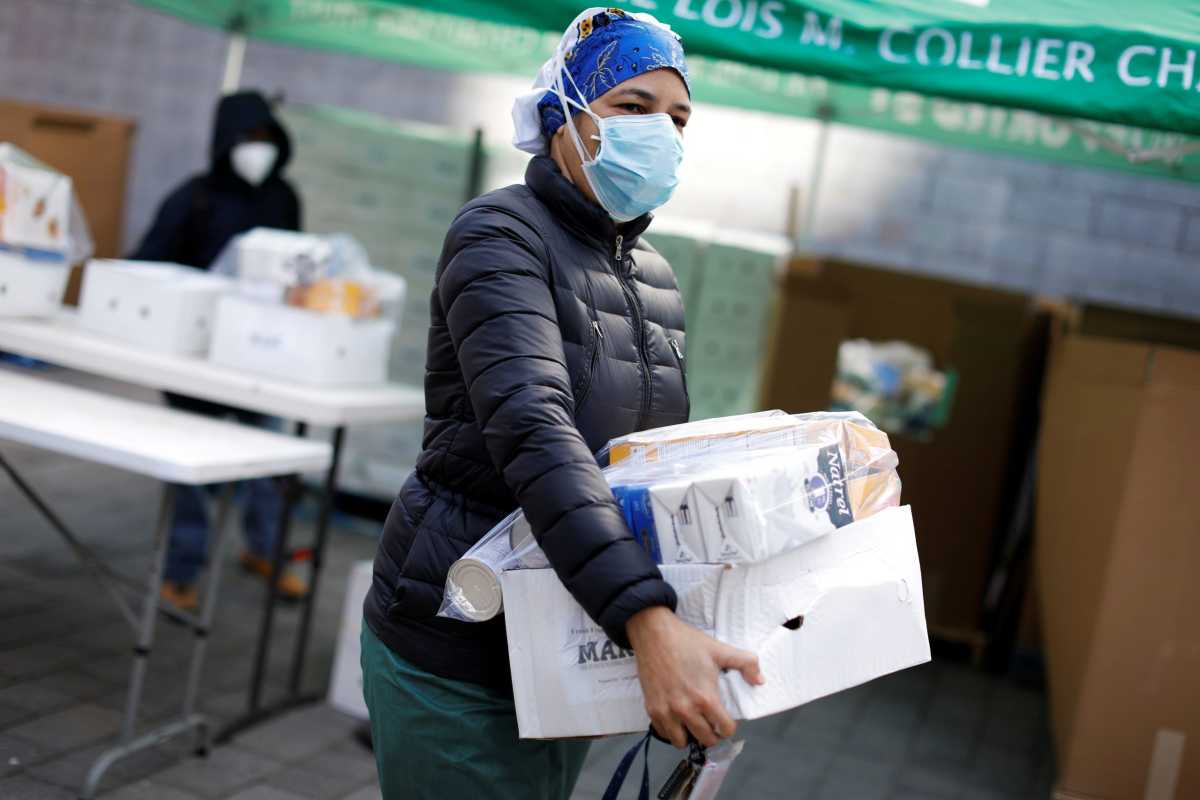 Food rescue operation for needy residents run by City Harvest in the Bronx borough of New York City
