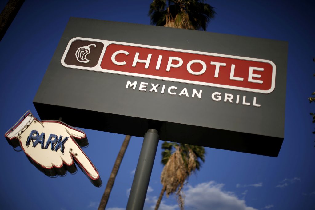 FILE PHOTO: Signage for a Chipotle Mexican Grill is seen in Los Angeles