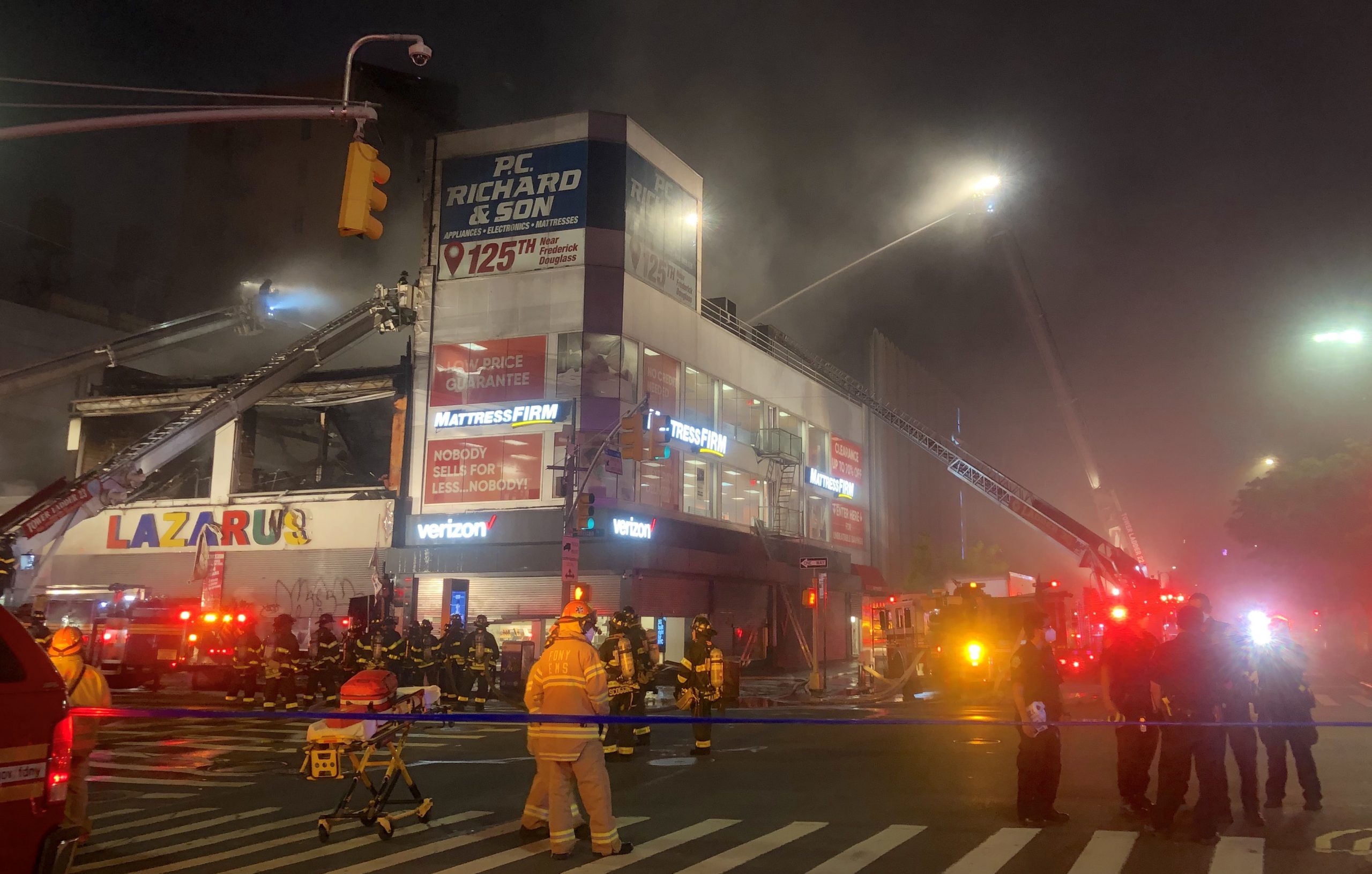 Three-alarm fire rips through Harlem retail strip already wracked by COVID-19 closures 3