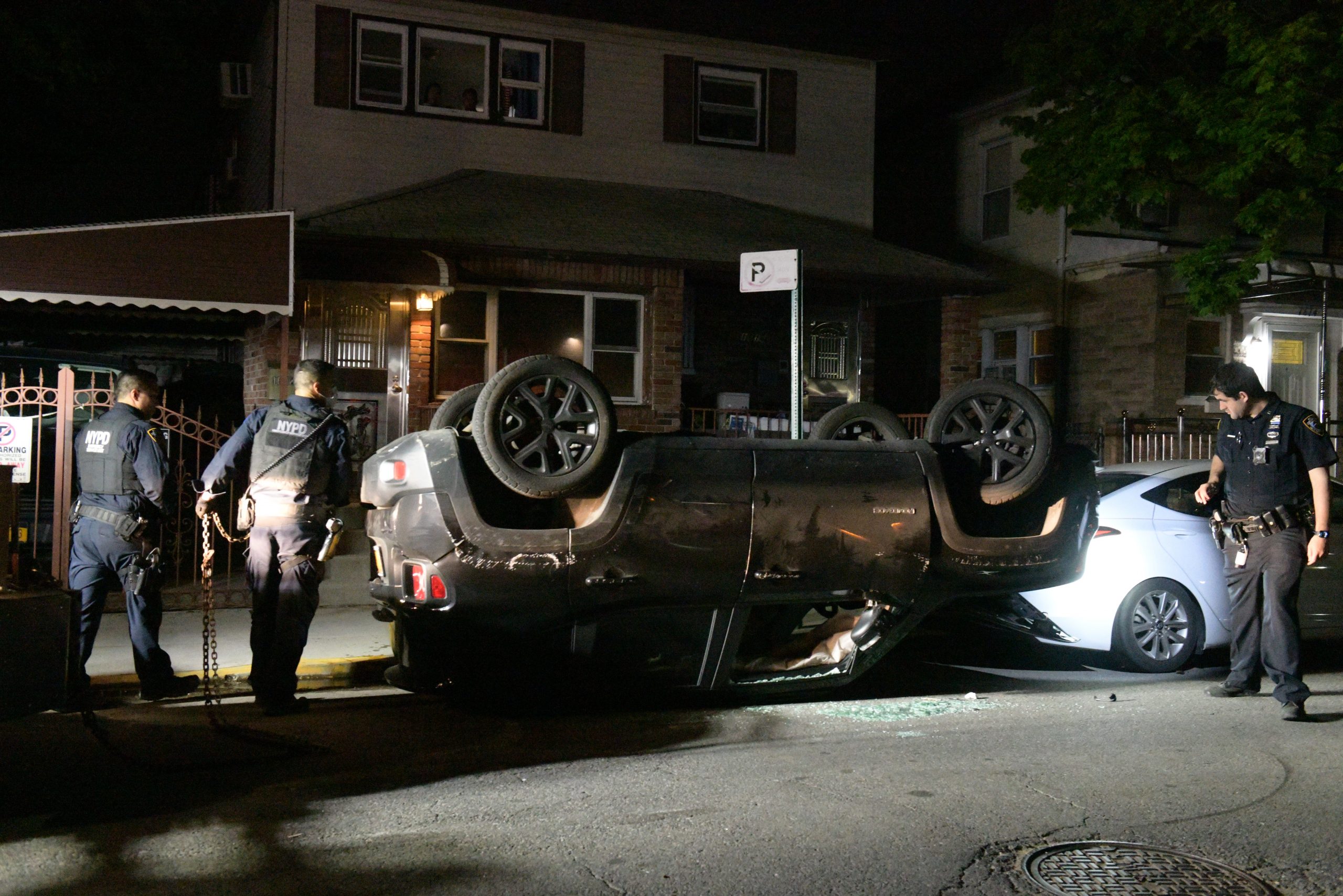 'Strange way to park a car' say Brooklyn residents at odd crash on