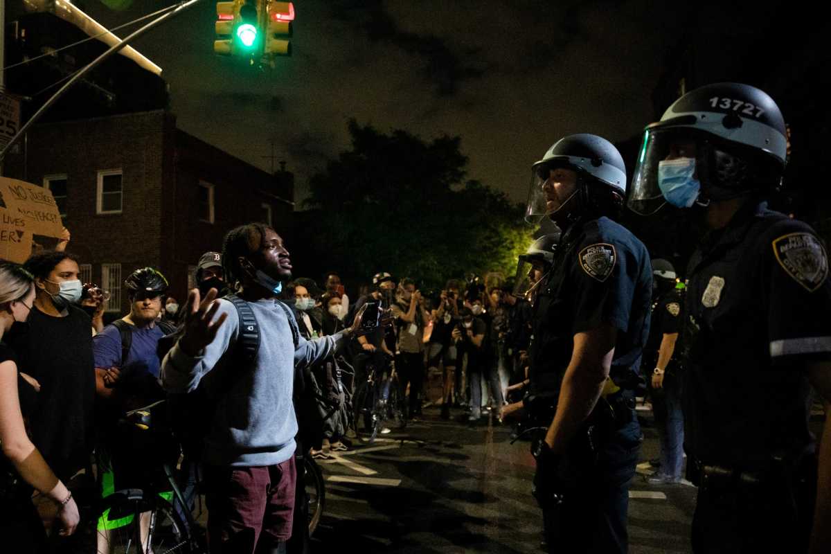 Protesters rally against the death in Minneapolis police custody of George Floyd, in New York
