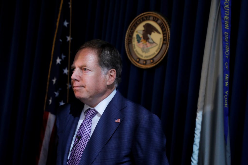 U.S. Attorney for the Southern District Geoffrey S. Berman speaks at a news conference in New York
