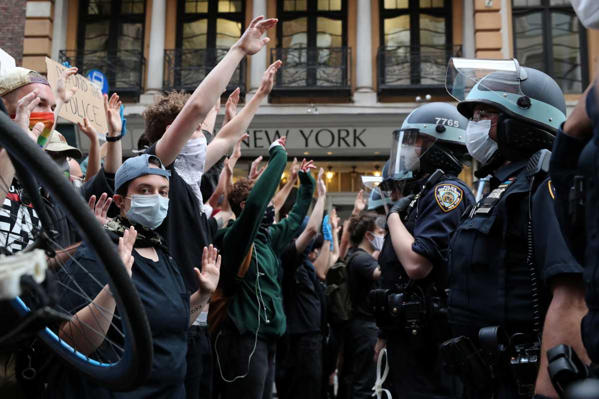 Protest against the death in Minneapolis police custody of George Floyd, in New York