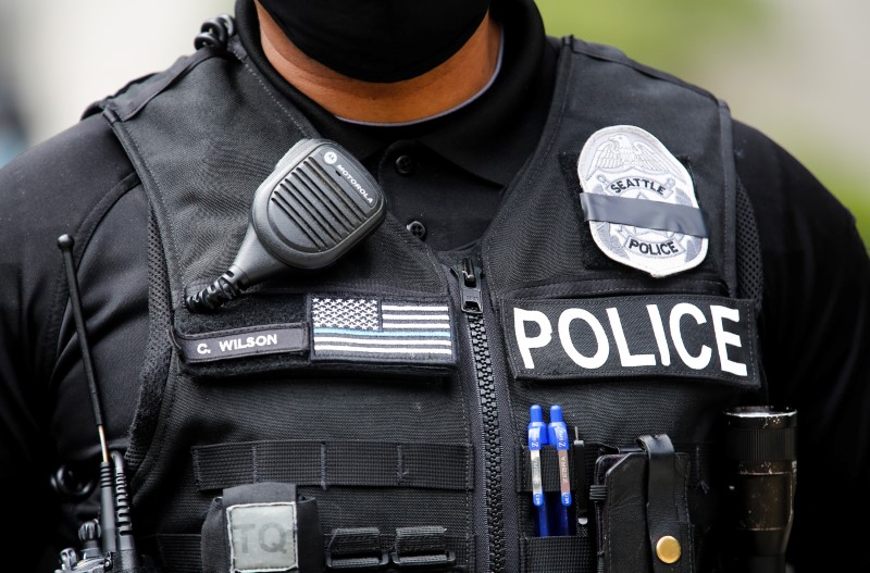 FILE PHOTO:  Rally and march calling for a defunding of Seattle police, in Seattle