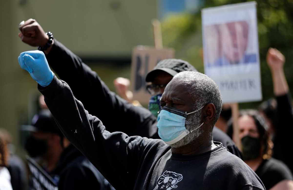Protest against racial inequality in the aftermath of the death in Minneapolis police custody of George Floyd, in Seattle