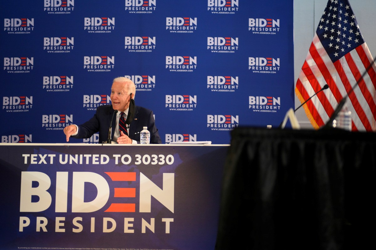 U.S. Democratic presidential candidate Joe Biden speaks during a campaign event in Philadelphia