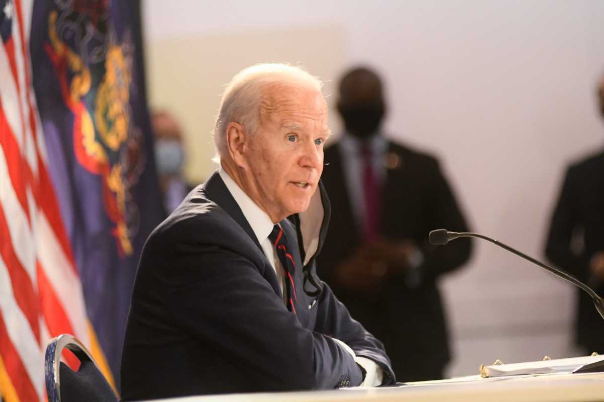 U.S. Democratic presidential candidate Joe Biden speaks during a campaign event in Philadelphia