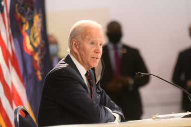 U.S. Democratic presidential candidate Joe Biden speaks during a campaign event in Philadelphia