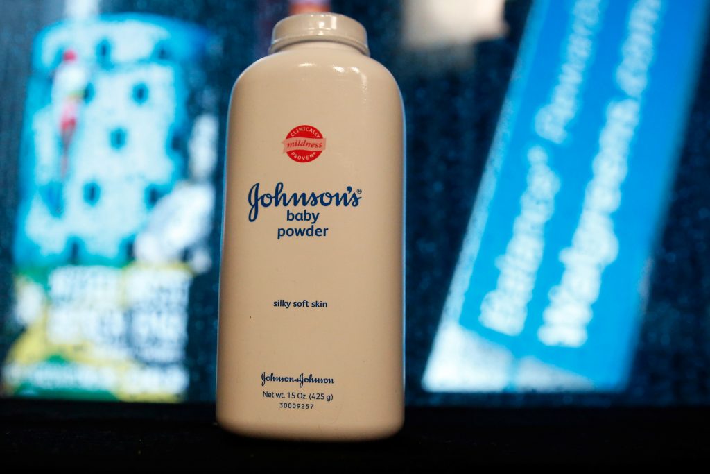 FILE PHOTO: A bottle of Johnson’s Baby Powder is seen in a photo illustration taken in New York