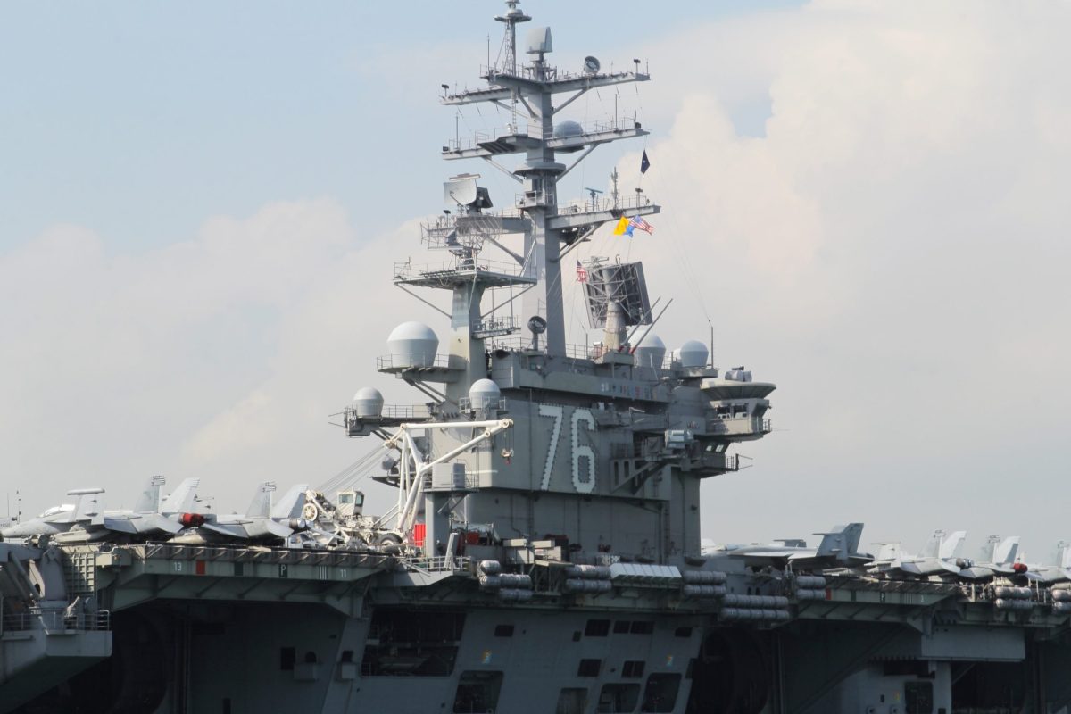 U.S. Navy aircraft carrier USS Ronald Reagan is seen during its visit to Hong Kong
