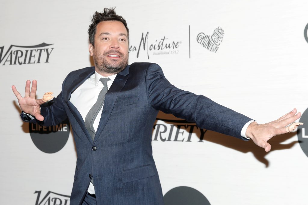 FILE PHOTO: Comedian Jimmy Fallon poses on the red carpet at the 2019 Variety’s Power of Women event in New York