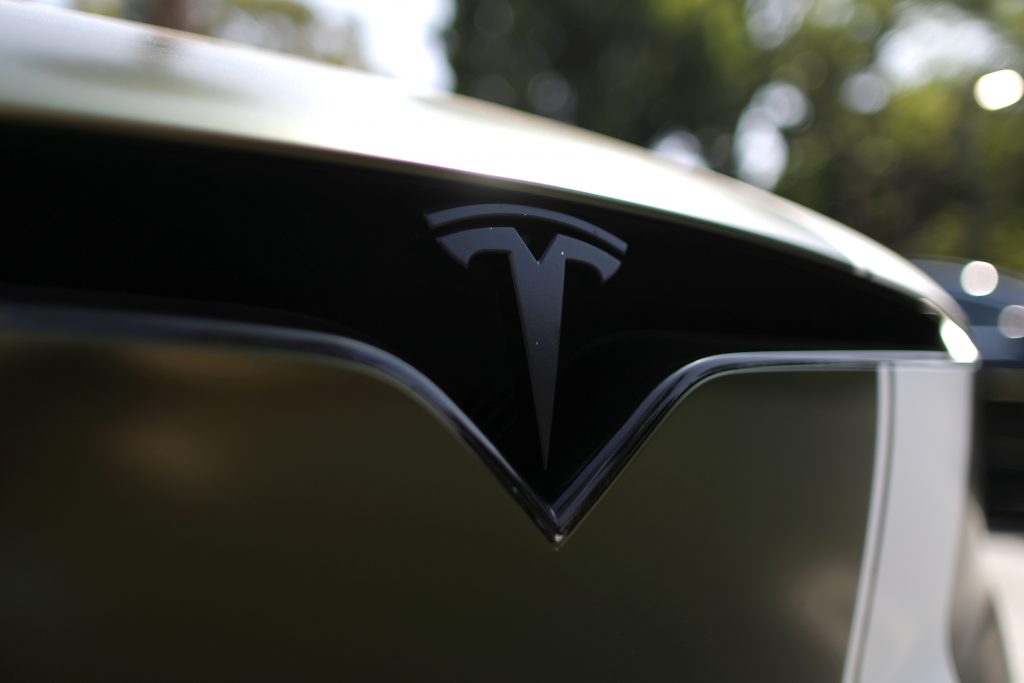A Tesla car is seen in Los Angeles